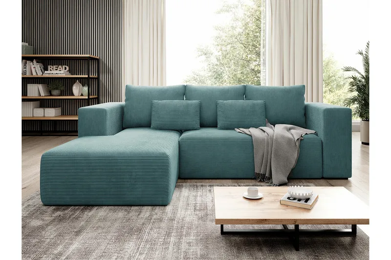 Listowel 3-sits Hörnbäddsoffa Turquoise - Möbler - Soffa - Bäddsoffa - Bäddsoffa divan