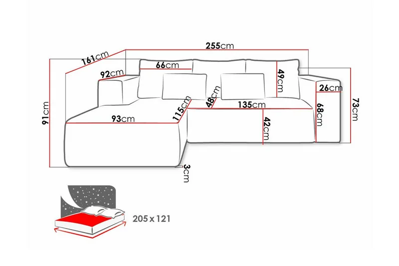 Listowel 3-sits Hörnbäddsoffa Yellow - Möbler - Soffa - Bäddsoffa - Hörnbäddsoffa