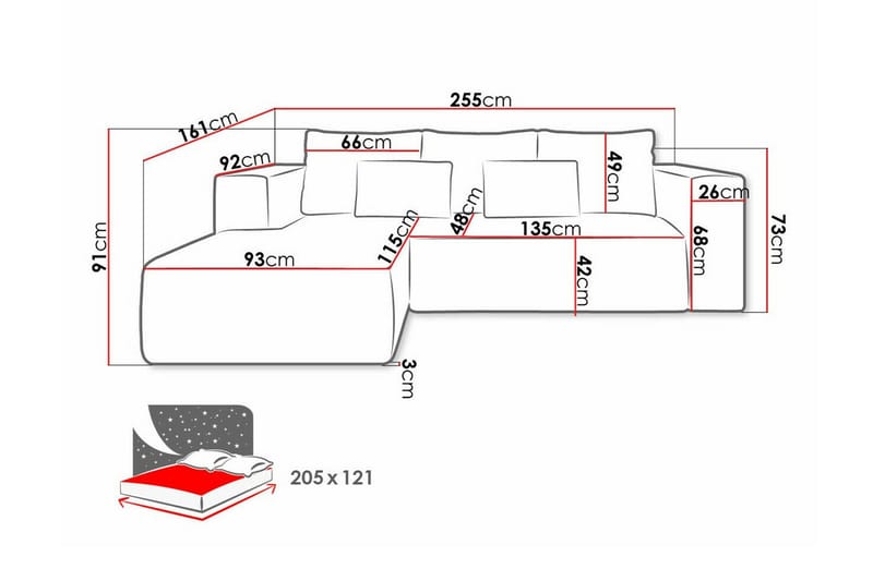 Listowel 3-sits Hörnbäddsoffa Yellow - Möbler - Soffa - Bäddsoffa - Hörnbäddsoffa