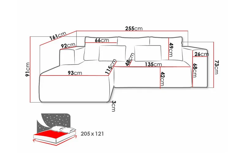 Listowel 3-sits Hörnbäddsoffa - Möbler - Soffa - Bäddsoffa - Hörnbäddsoffa