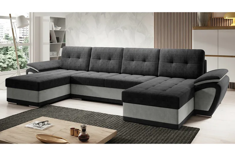 Listowel 4-sits Hörnbäddsoffa NO_BRAND Dark grey/Light grey - Möbler - Soffa - Bäddsoffa - Bäddsoffa divan