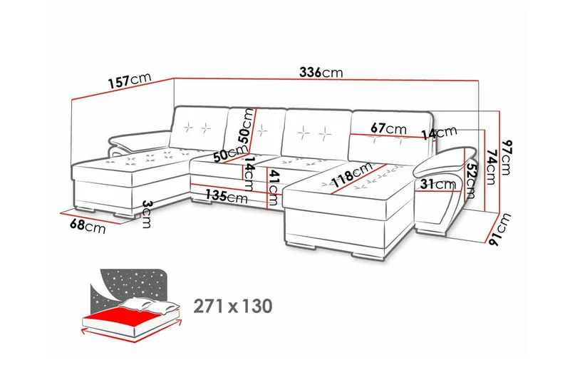 Listowel 4-sits Hörnbäddsoffa - Möbler - Soffa - Bäddsoffa - Hörnbäddsoffa