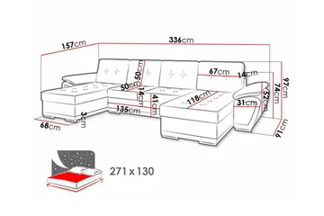 Listowel 4-sits Hörnbäddsoffa - Möbler - Soffa - Bäddsoffa - Hörnbäddsoffa