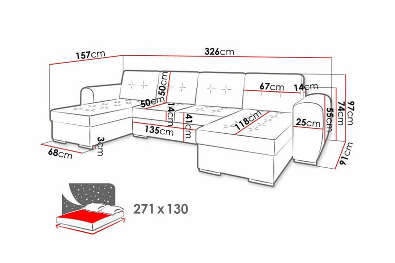 Listowel 4-sits Hörnbäddsoffa - Möbler - Soffa - Bäddsoffa - Hörnbäddsoffa