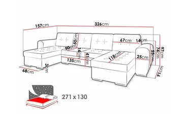 Listowel 4-sits Hörnbäddsoffa - Möbler - Soffa - Bäddsoffa - Hörnbäddsoffa