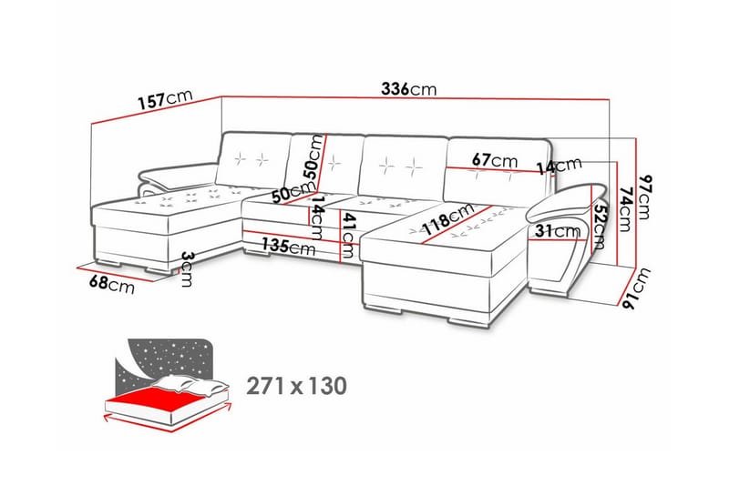Listowel 4-sits Hörnbäddsoffa - Möbler - Soffa - Bäddsoffa - Bäddsoffa divan
