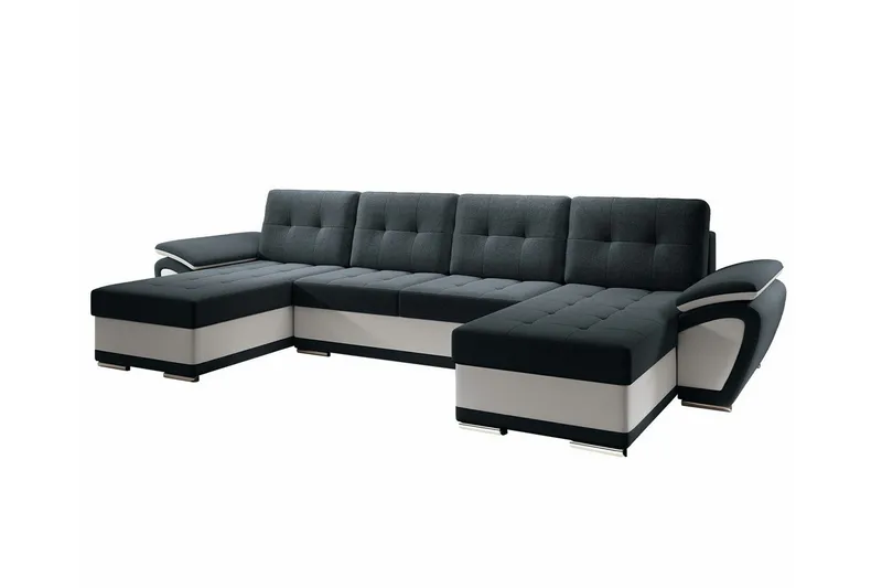 Listowel 4-sits U-formad Hörnbäddsoffa 130x271 cm med Förvaring i Tyg, Antracit
