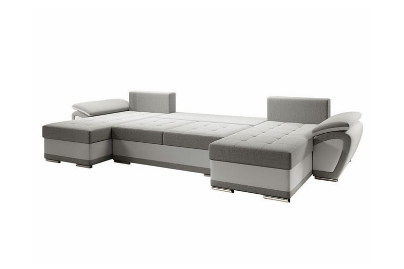 Listowel 4-sits U-formad Hörnbäddsoffa 130x271 cm med Förvaring i Tyg - Grå - Möbler - Soffa - Bäddsoffa - Bäddsoffa divan
