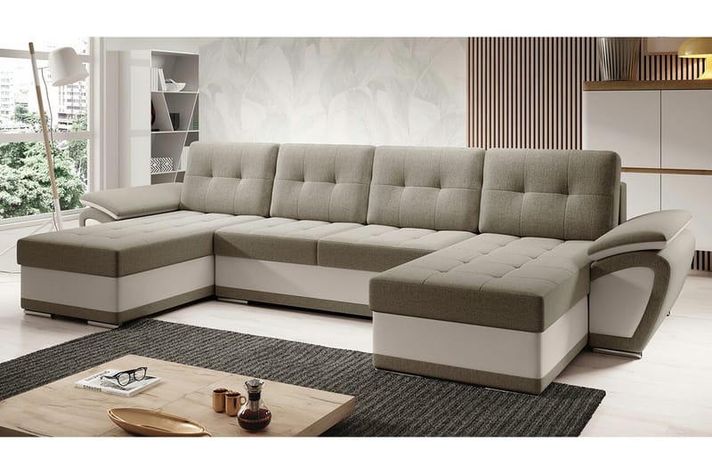 Listowel 4-sits U-formad Hörnbäddsoffa 130x271 cm med Förvaring - Mullvadsbrun - Möbler - Soffa - Bäddsoffa - Bäddsoffa divan