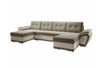 Listowel 4-sits U-formad Hörnbäddsoffa 130x271 cm med Förvaring - Mullvadsbrun - Möbler - Soffa - Bäddsoffa - Bäddsoffa divan