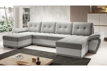Listowel 4-sits U-formad Hörnbäddsoffa i Tyg med Konstläderunderrede - Grå - Möbler - Soffa - Bäddsoffa - Bäddsoffa divan