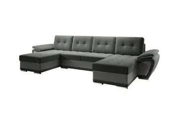 Listowel 4-sits U-formad Hörnbäddsoffa i Tyg med Konstläderunderrede - Grå - Möbler - Soffa - Bäddsoffa - Bäddsoffa divan
