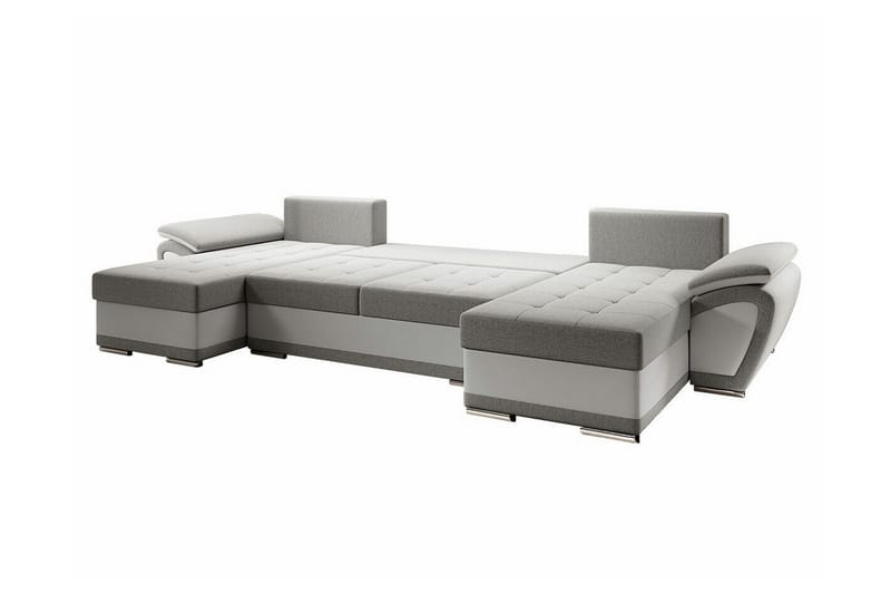 Listowel 4-sits U-formad Hörnbäddsoffa i Tyg med Konstläderunderrede - Grå - Möbler - Soffa - Bäddsoffa - Bäddsoffa divan
