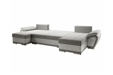 Listowel 4-sits U-formad Hörnbäddsoffa i Tyg med Konstläderunderrede - Mörkgrå - Möbler - Soffa - Bäddsoffa - Bäddsoffa divan