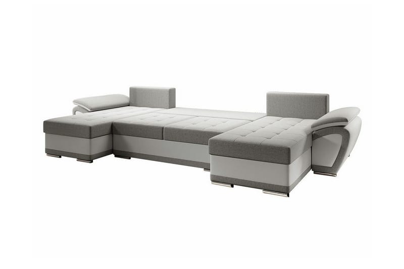 Listowel 4-sits U-formad Hörnbäddsoffa i Tyg med Konstläderunderrede - Mörkgrå - Möbler - Soffa - Bäddsoffa - Bäddsoffa divan