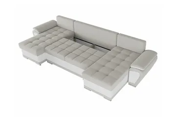 Listowel 4-sits U-formad Hörnbäddsoffa i Tyg med Konstläderunderrede - Mörkgrå - Möbler - Soffa - Bäddsoffa - Bäddsoffa divan
