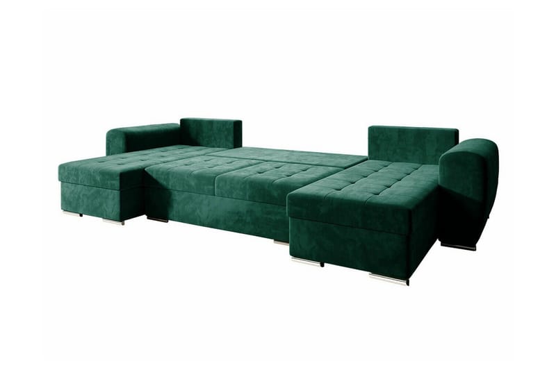 Listowel 4-sits U-formad Hörnbäddsoffa med Förvaring i Sammet - Blå - Möbler - Soffa - Bäddsoffa - Bäddsoffa divan