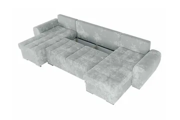 Listowel 4-sits U-formad Hörnbäddsoffa med Förvaring i Sammet - Blå - Möbler - Soffa - Bäddsoffa - Bäddsoffa divan