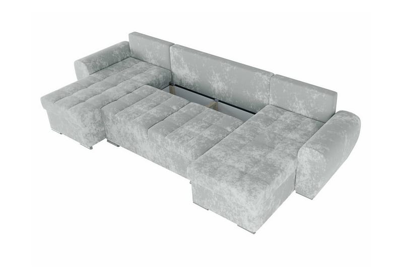 Listowel 4-sits U-formad Hörnbäddsoffa med Förvaring i Sammet - Blå - Möbler - Soffa - Bäddsoffa - Bäddsoffa divan