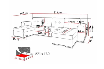 Listowel 4-sits U-formad Hörnbäddsoffa med Förvaring i Sammet - Blå - Möbler - Soffa - Bäddsoffa - Bäddsoffa divan