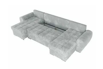 Listowel 4-sits U-formad Hörnbäddsoffa med Förvaring i Sammet - Grå - Möbler - Soffa - Bäddsoffa - Bäddsoffa divan
