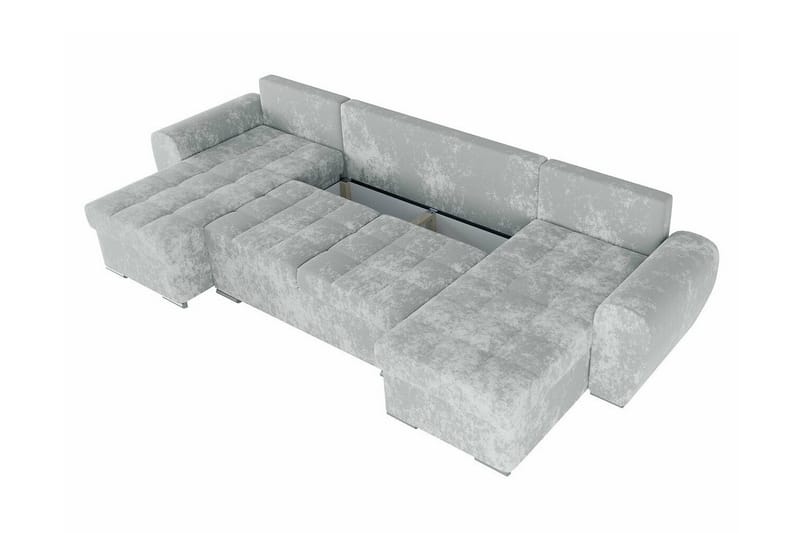 Listowel 4-sits U-formad Hörnbäddsoffa med Förvaring i Sammet - Grå - Möbler - Soffa - Bäddsoffa - Bäddsoffa divan