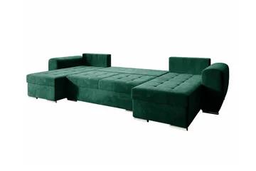 Listowel 4-sits U-formad Hörnbäddsoffa med Förvaring i Sammet - Grå - Möbler - Soffa - Bäddsoffa - Bäddsoffa divan