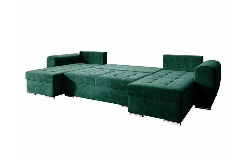 Listowel 4-sits U-formad Hörnbäddsoffa med Förvaring i Sammet - Grå - Möbler - Soffa - Bäddsoffa - Bäddsoffa divan