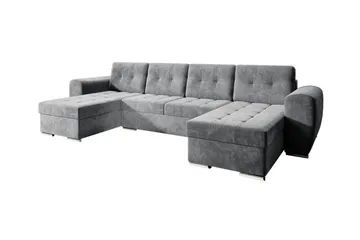 Listowel 4-sits U-formad Hörnbäddsoffa med Förvaring i Sammet - Grå - Möbler - Soffa - Bäddsoffa - Bäddsoffa divan