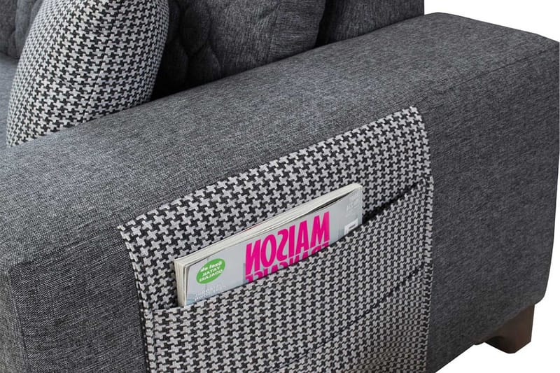 Loftia Hörnsoffa-bäddsoffa 230x90x150 cm - Grå - Möbler - Soffa - Bäddsoffa - Hörnbäddsoffa