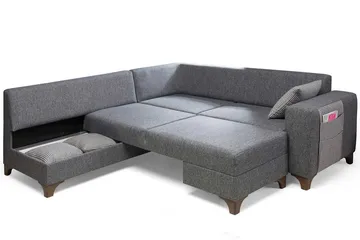 Loftia Hörnsoffa-bäddsoffa 230x90x150 cm - Grå - Möbler - Soffa - Bäddsoffa - Hörnbäddsoffa