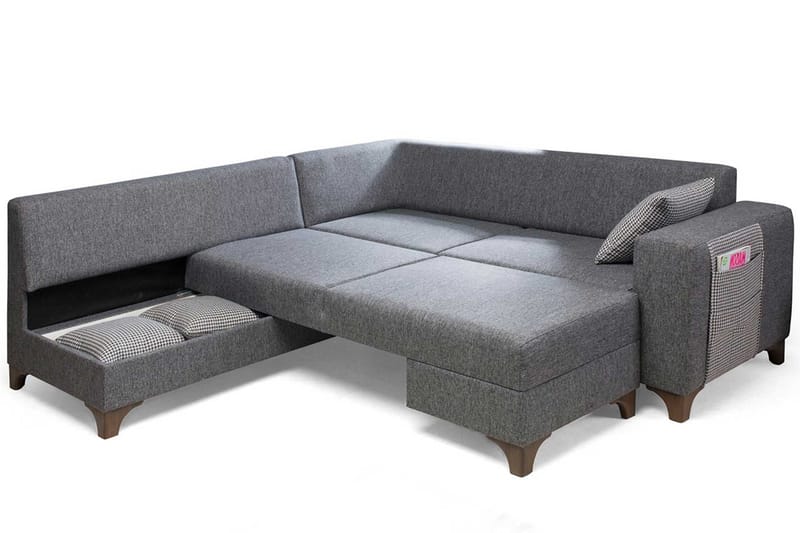 Loftia Hörnsoffa-bäddsoffa 230x90x150 cm - Grå - Möbler - Soffa - Bäddsoffa - Hörnbäddsoffa