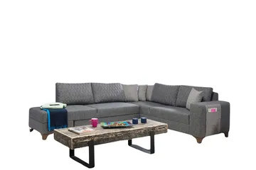Loftia Hörnsoffa-bäddsoffa 230x90x150 cm - Grå - Möbler - Soffa - Bäddsoffa - Hörnbäddsoffa