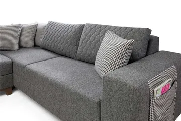 Loftia Hörnsoffa-bäddsoffa 230x90x150 cm - Grå - Möbler - Soffa - Bäddsoffa - Hörnbäddsoffa