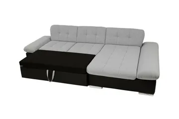 Lomux 3-sits Höger Hörnbäddsoffa 129x240 cm med Förvaring i Tyg - Grå - Möbler - Soffa - Bäddsoffa - Bäddsoffa divan