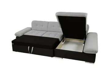 Lomux 3-sits Höger Hörnbäddsoffa 129x240 cm med Förvaring i Tyg - Grå - Möbler - Soffa - Bäddsoffa - Bäddsoffa divan