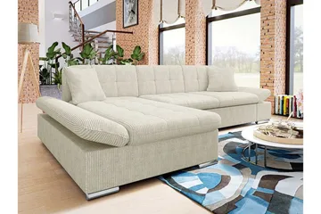 Lomux 3-sits Hörnbäddsoffa beige - Möbler - Soffa - Bäddsoffa - Bäddsoffa divan