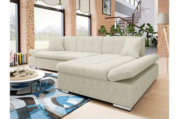 Lomux 3-sits Hörnbäddsoffa Beige/Light beige - Möbler - Soffa - Bäddsoffa - Bäddsoffa divan