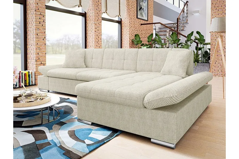 Lomux 3-sits Hörnbäddsoffa Beige/Light beige - Möbler - Soffa - Bäddsoffa - Bäddsoffa divan