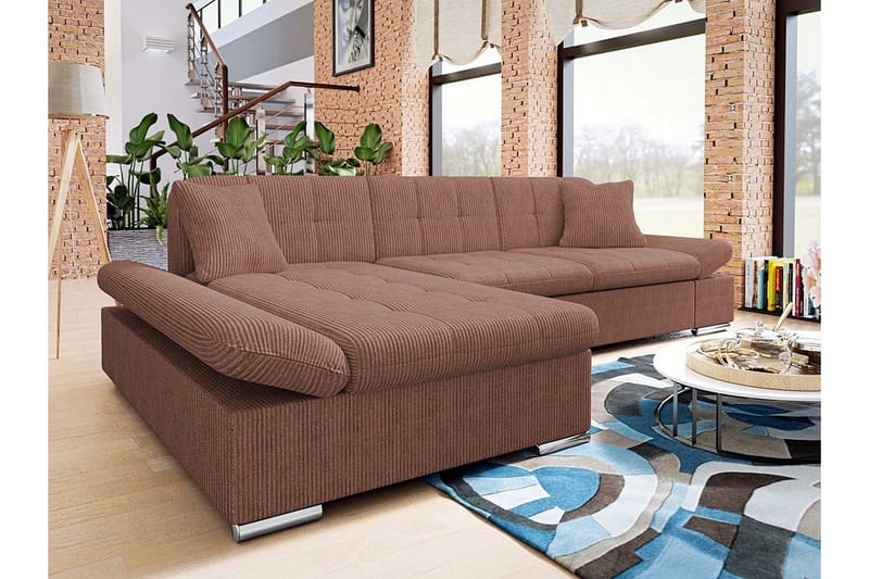 Lomux 3-sits Hörnbäddsoffa Brown - Möbler - Soffa - Bäddsoffa - Hörnbäddsoffa