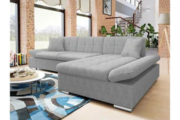 Lomux 3-sits Hörnbäddsoffa Light grey/Dark grey - Möbler - Soffa - Bäddsoffa - Bäddsoffa längsbäddad