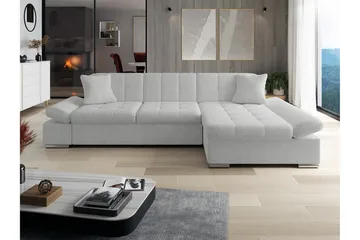 Lomux 3-sits Hörnbäddsoffa Ljusgrå - Möbler - Soffa - Bäddsoffa - Bäddsoffa längsbäddad