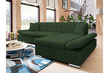 Lomux 3-sits Hörnbäddsoffa NO_BRAND Dark green - Möbler - Soffa - Bäddsoffa - Bäddsoffa längsbäddad
