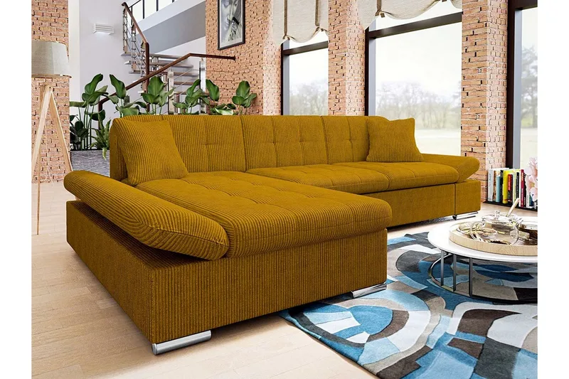 Lomux 3-sits Hörnbäddsoffa Yellow - Möbler - Soffa - Bäddsoffa - Hörnbäddsoffa