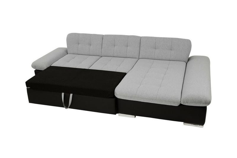 Lomux 3-sits Vänster Hörnbäddsoffa 129x240 cm med Förvaring i Tyg - Grå - Möbler - Soffa - Bäddsoffa - Bäddsoffa divan