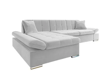 Lomux 3-sits Vänster Hörnbäddsoffa 129x240 cm med Förvaring i Tyg - Grå - Möbler - Soffa - Bäddsoffa - Bäddsoffa divan