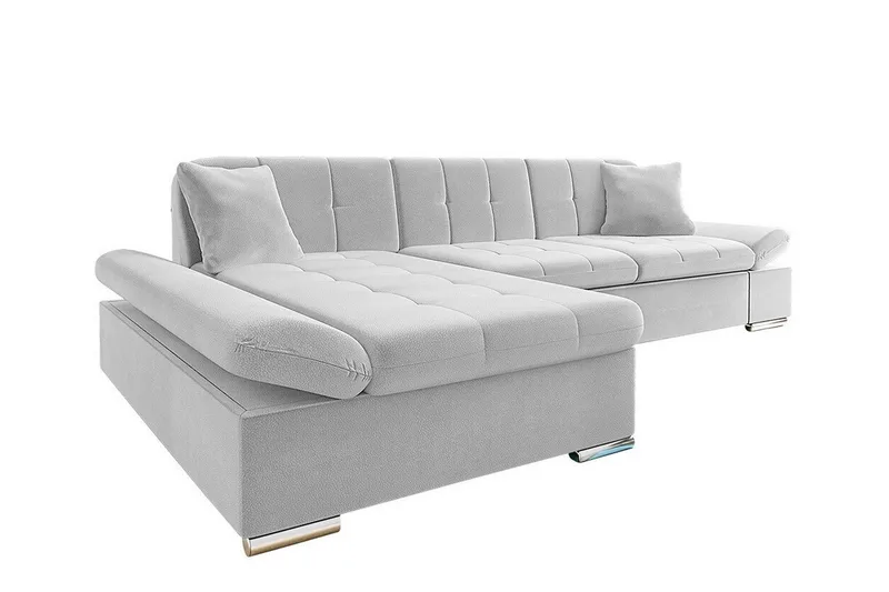 Lomux 3-sits Vänster Hörnbäddsoffa 129x240 cm med Förvaring i Tyg, Grå
