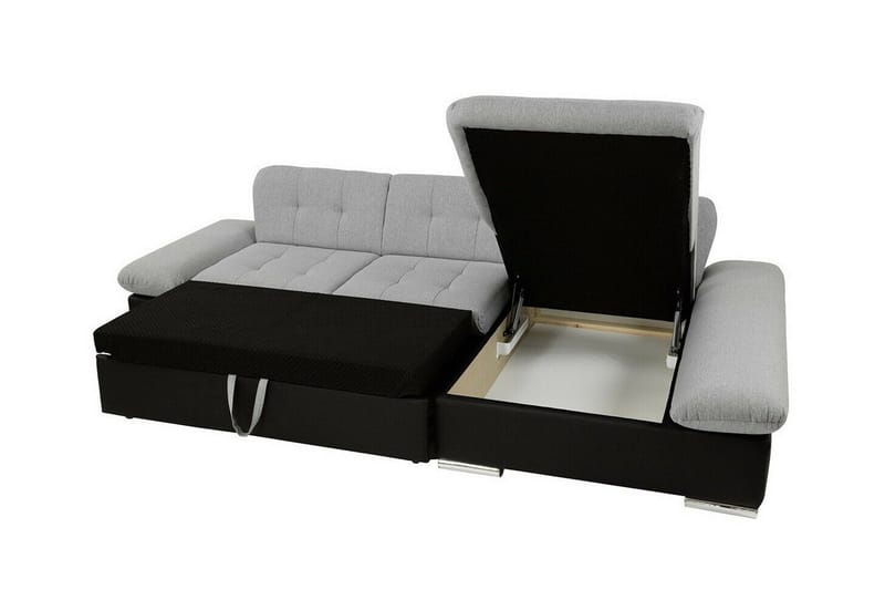Lomux 3-sits Vänster Hörnbäddsoffa 129x240 cm med Förvaring i Tyg - Grå - Möbler - Soffa - Bäddsoffa - Bäddsoffa divan
