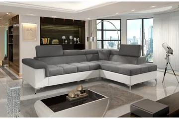 Madalene Hörnbäddsoffa - Grå/Vit - Möbler - Soffa - Bäddsoffa - Hörnbäddsoffa