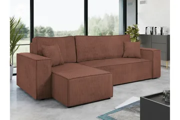 Magston 3-sits Hörnbäddsoffa - Rosa - Möbler - Soffa - Bäddsoffa - Hörnbäddsoffa
